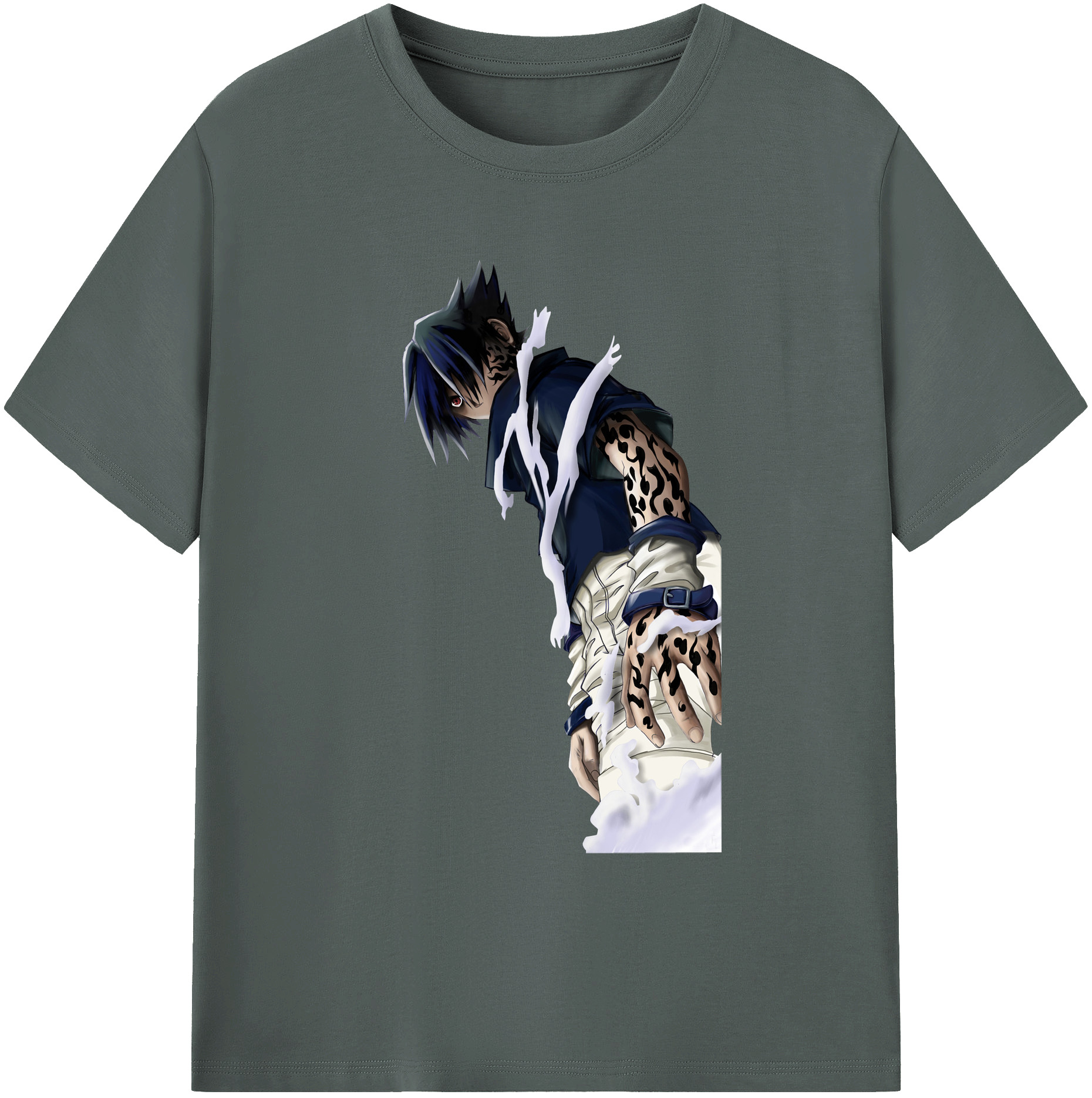 （画像用） NARUTO -ナルト- うちは サスケ Uchiha Sasuke 綿100％ メンズ半袖Tシャツ｜肌触りやわらか＆通気性